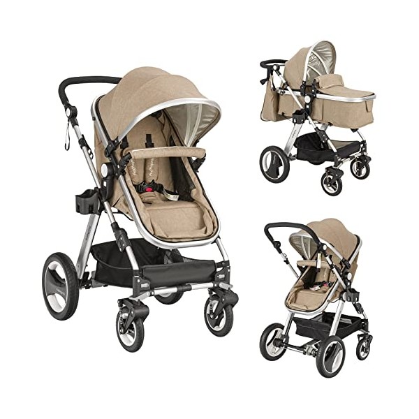 BABY JOY Baby Stroller, 2-in-1 Convertible Bassinet Reclining Stroller, Foldable