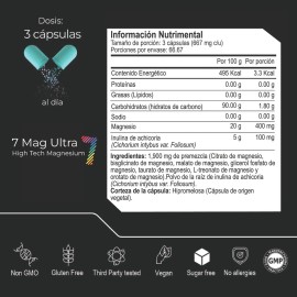 Seven mag ultra 7 tipos de magnesio 200 capsulas 2000mg por porcion con l treonato citrato glicinato de magnesio Eternal Nutrition