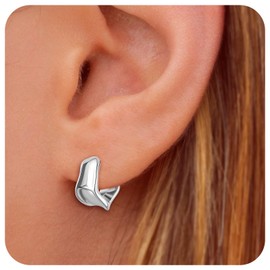 GUYATAN Chunky Gold Hoop Earrings for Women, 14K Gold/Silver Plated Statement Geometric Drop Dangle Earrings Trendy Knot Stud Hypoallergenic Fashionable Gift for Women (Silver)