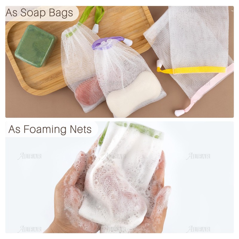 AUEAR, 20 Pack Handmade Soap Exfoliating Mesh Pouch Saver Bag