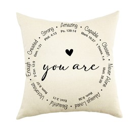 Ogiselestyle Farmhouse Pillow Covers with You are Amazing Quote 18 x 18 Inch Farmhouse Rustic Cushion Covers with Saying Family Room Décor