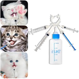 SLWHYZL Kitten Bottle Feeding Kit 1ml 3ml 5ml 10ml 60ml Kitten Milk Replacement Bottles Small Animals Waterer Feeder for Nursing Newborn Kittens Cat Rabbit