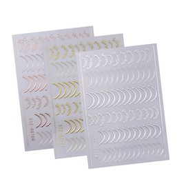 6 Sheets Lines Nail Art Stickers Rose Gold Silver 3D Self Adhesive Metal Curve Stripe Line Nail Decals French Tips Strip Wave Lines Curve Designs DIY Manicure Decorations for Women Girls