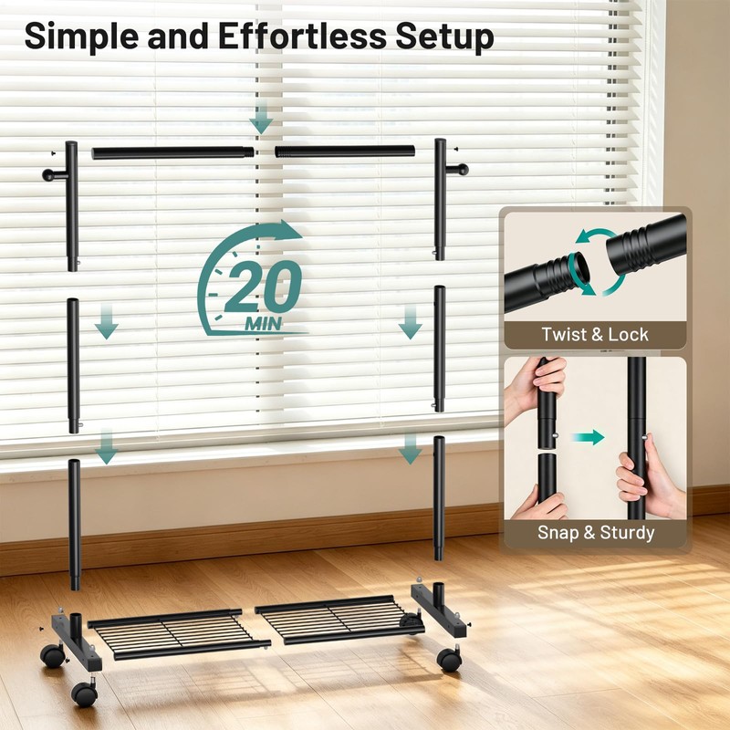 AOODA Short Clothing Rack for Hanging Clothes, Metal Small Clothes