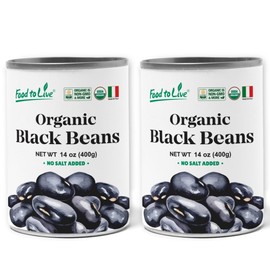 Food to Live Organic Canned Black Beans, 14 oz (Pack of 2) - Unsalted Non-GMO Frijoles Negro. Perfect for Salads, Soups, Stews. Vegan. Made in Italy