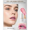 Glitzer Lippenstift Rose Rot, Smooth Nourishing Lipliner mit Metallic Shine,