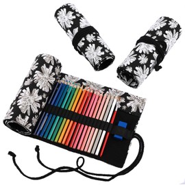 Amoyie Canvas Pencil Bag Hand Roll Up Pencil Organiser Bag Pencil Wrap for 36 Colored Pencil
