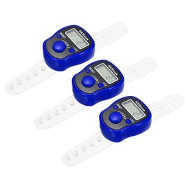sourcing map Finger Tally Counter 0-99999 5 Digital LED Display for Sports Counting, Blue, Pack of 3