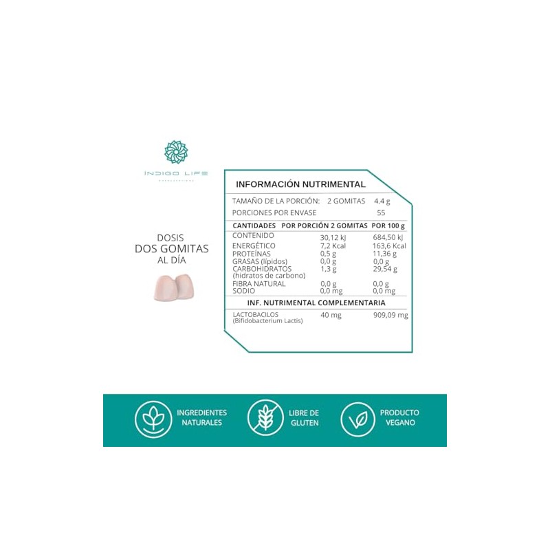 Gomitas Probioticos Bifidobacterium Lactis Sabor Fresa y Piña 242 gr