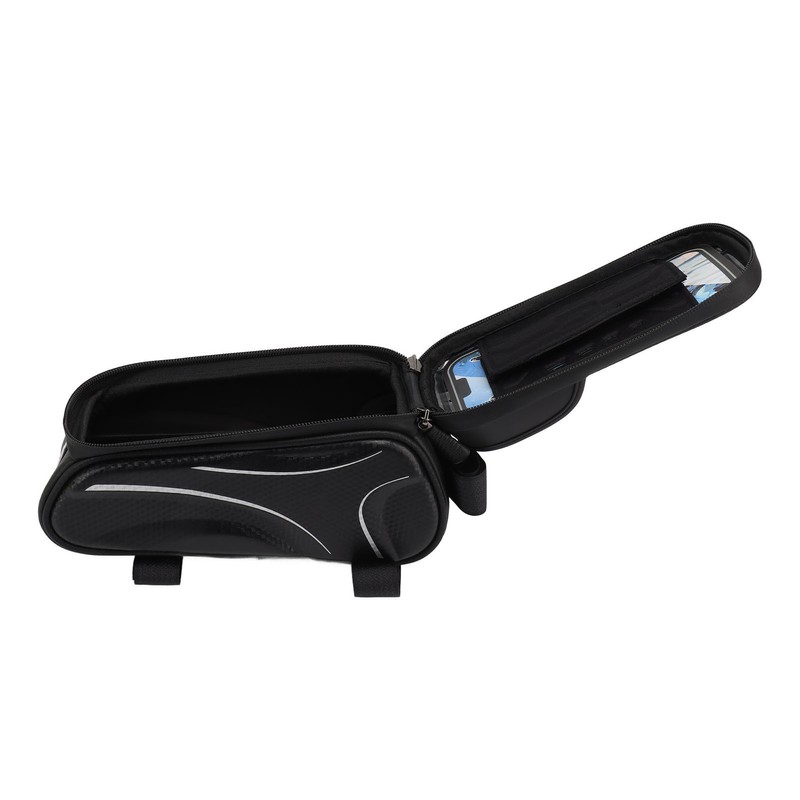 Bike Phone Mount Bag Large Capacity Waterproof Carbon Pattern PU