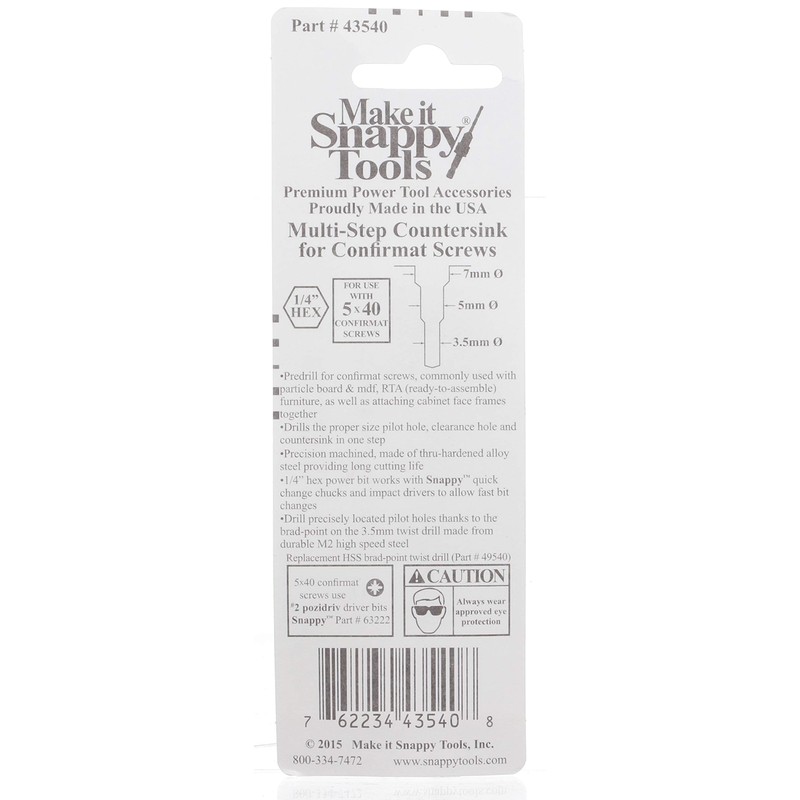 Snappy Tools 5 x 40 Confirmat Countersink #43540