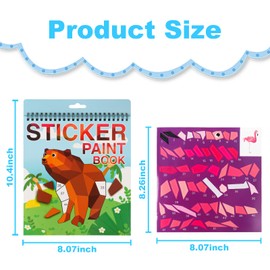 Crafts for Kids Ages 4-8 Sticker Paint Book Number Stickers Animal Activity Book for Kids Ages 6-8,8-12 Boys Girls Birthday Party Favors Car Road Plane Travel Toys (Animal)