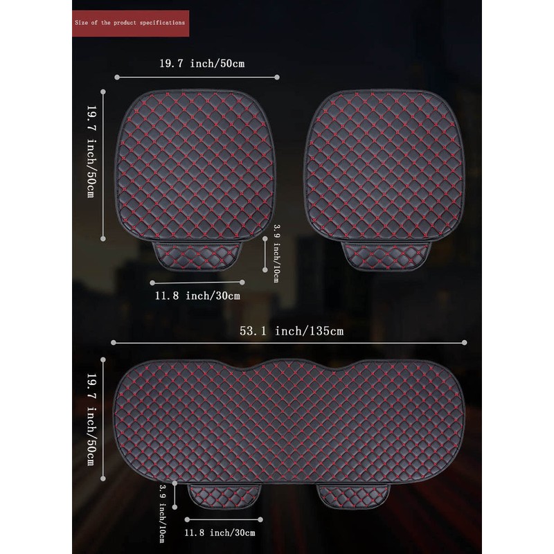 YUNZLAN Universal Leather Car Seat Cover/Protector, Front/Rear car Cushion Car