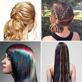 Leliafleury 1000 Strands Rianbow Hair Tinsel 94cm Glitter Straight Hair Extensions for Party Cosplay