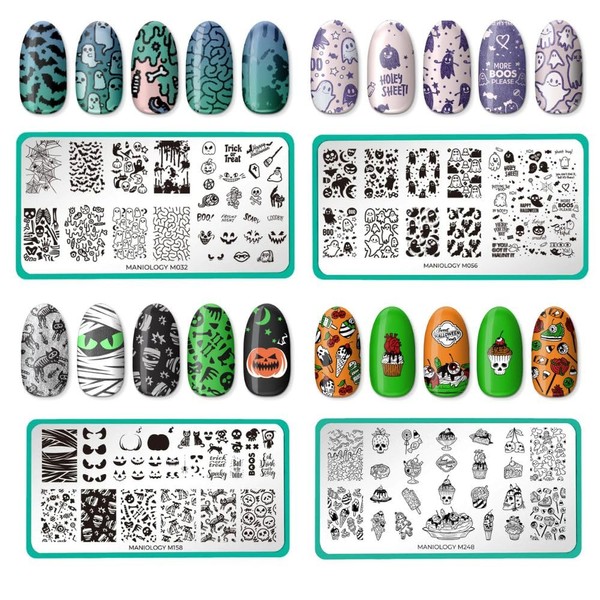 Maniology Creepy Cute Nail Stamping Plate Set, Halloween Plates Bundle