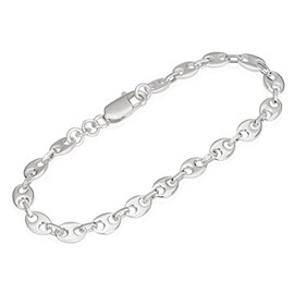 NKlaus Silver 18 cm 925 Sterling Silver Coffee Bean Men's Bracelet 5.60 mm 7.5 g 5455, Sterling Silver