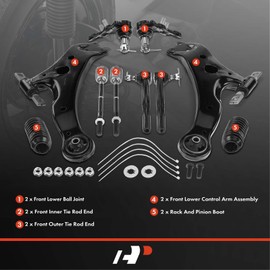 A-Premium Set of 10, Front Lower Control Arm, Lower Ball Joint, Inner Outer Tie Rod End, Compatible with Toyota Camry 2004-2006, Solara 2004-2008, Lexus ES330 2004-2006