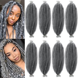 8 Packs Springy Afro Twist Hair 12 Inch Marley Twist Braiding Hair Dark Grey Kinky Twist Short Marley Hair Wrapping Faux for Soft Locs Extensions