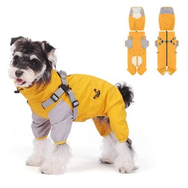JIEYOUTA Impermeable para Perros, con Capucha Desmontable, Chaqueta y Impermeable 2 Tipos de Funciones, Ajustable/Ligero/Resistente a la Suciedad/fácil de Limpiar