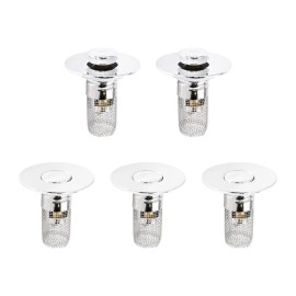 T T-ABC Universal Bathroom Sink Stopper Drain Strainer Pop Up Drain Stopper Stainle 5pcs