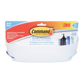 Command Shower Caddy with Water-Resistant Strips, Frosted, 1 Caddy 1 Hook 4 Strips, BATH11-ESF