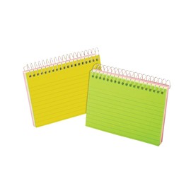 Oxford Spiral Bound Glow Index Cards, 3" x 5", Ruled, Assorted Bright Colors, 50 Cards per Book (40281)