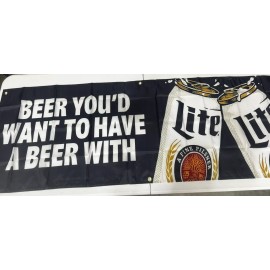MILLER LITE Beer Flag It'S Miller Time 2X6ft Banner Man Cave