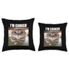 Silly Staring Cat I'm Cooked Meme Throw Pillow