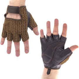 Adapter Universe Driver's Gloves Retro Vintage Leather Fingerless Driving Gloves Bicycle Dark Brown