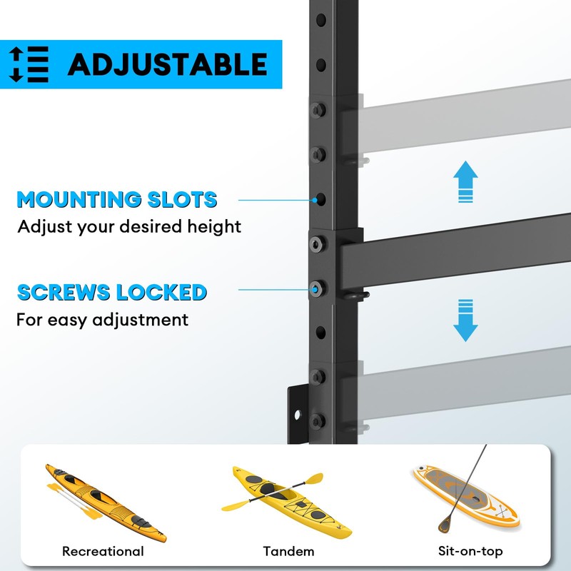 Kayak Storage Rack Heavy Duty, Adjustable Wall Mount Hanger for