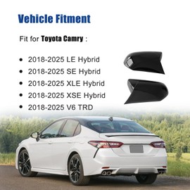 AUCERAMIC Side Rear View Mirror Cover Cap Fit for Toyota Camry 2018-2025 LE SE XLE XSE Hybrid TRD Wing Mirror Protect Decorate Covers Auto Exterior Decoration Accessories (2PCS, Bright Black)