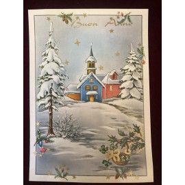 Vintage postcard "Happy new year" in Italian