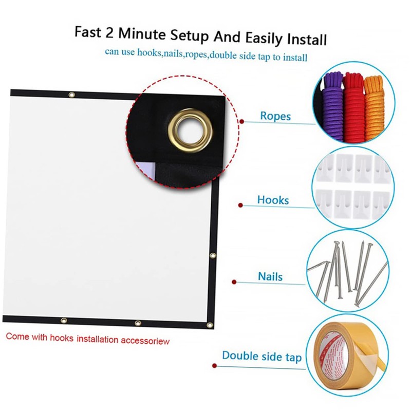 SEWACC Foldable Portable High Definition Projector Screen for Movies Parties