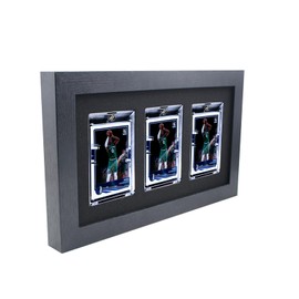 Sports Card Display Box with EVA Foam Protection, Trading Card Display Frame Baseball Card Game Card Display Stand, Vertical or Horizontal Wall Mounting Football Card Display Case, 3 Grid