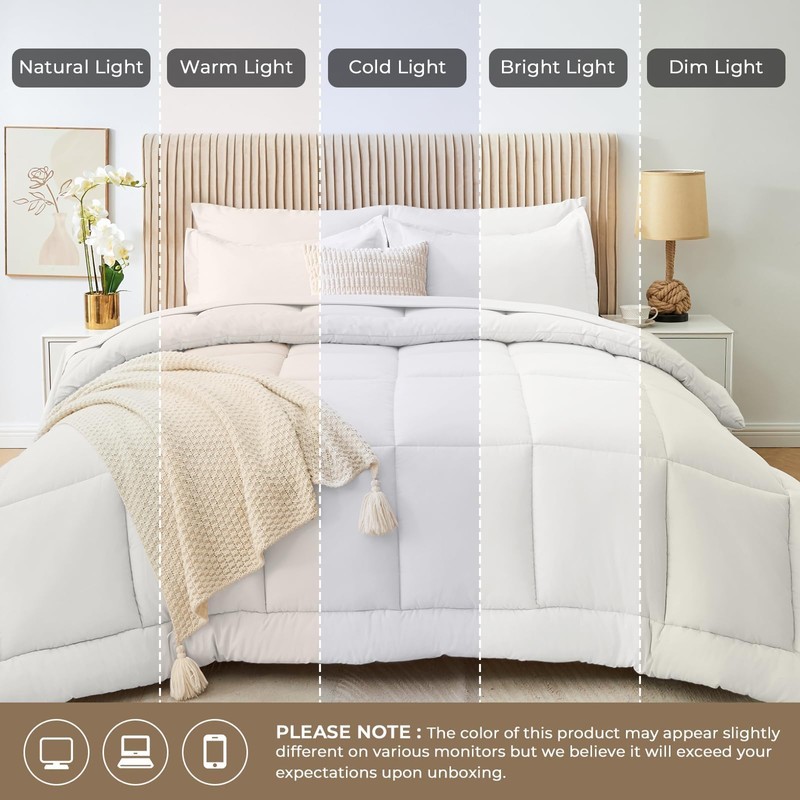 Sasttie Queen Comforter Set, 7 Pieces Bed in a Bag