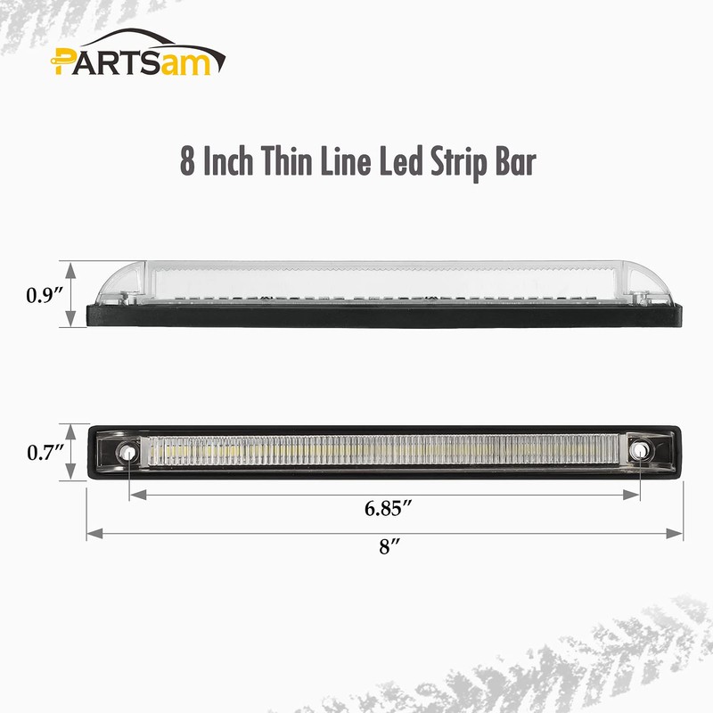 Partsam 2Pcs 8" Utility White 30 LED Strip Light Boat