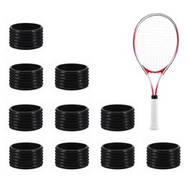 10 PCS Black Tennis Racket Handle Rubber Ring, Tennis Racket Silicone Racquet Grip Ring Racket Grip Bands Rubber Ring, Absorbent Overgrip in Place for Badminton Squash Baseball Racquetball Bat Handle