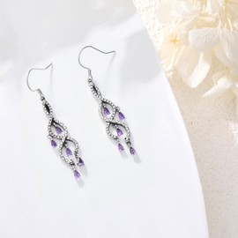 DOTOUJOUR Natural Amethyst Dangle Earring for Women 925 Sterling Silver Snake Real Amethyst Earring Jewelry Gift for Her Wife Mom