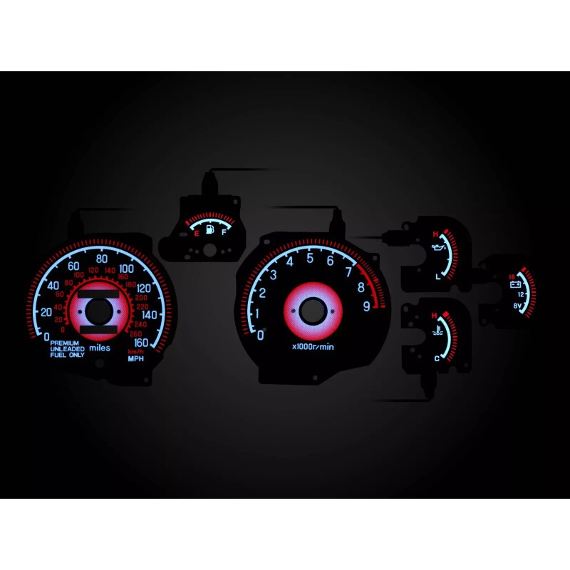 Unique Style Racing (USR) RED Glow Gauge Black Overlay For