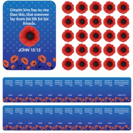 50 Sets Veteran Day Poppy Pins with Cards Memorial Day Resin Poppy Brooch Pins Church Christian Veteran Appreciation Gifts for Military Veterans Memorial Day Party Favor Decoration