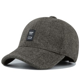 Clakllie - Gorras de béisbol de lana cálida para hombre, gorro de camionero y papá, con orejeras plegables, calentador de lana ajustable, S-gsdt5-café, Talla única