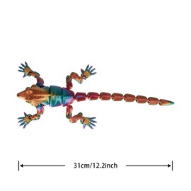 Aultuotion 3D Printed Lizard Figure, Colorful Lizard Fidget Sculpture, 12.2 inch (31 cm) Home Decor Accents Statue (Waterfall Rainbow, 31cm)