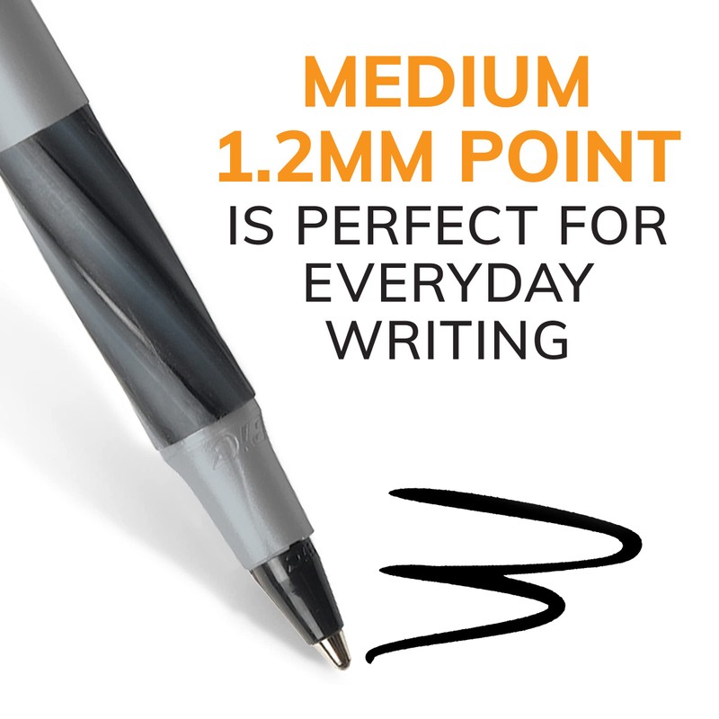 BIC Round Stic Grip Xtra Comfort Black Ballpoint Pens, Medium