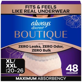 Always Discreet - Boutique - Ropa interior para incontinencia y posparto para mujer, máxima protección, extra grande, rosa, 48 unidades (...