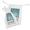 Lunarable Gnome Fabric Pouch Set of 2, Winter Time with