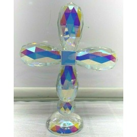 Oleg Cassini Cross Crystal Glass Figurine Faceted New Christmas Gift  7.5 "