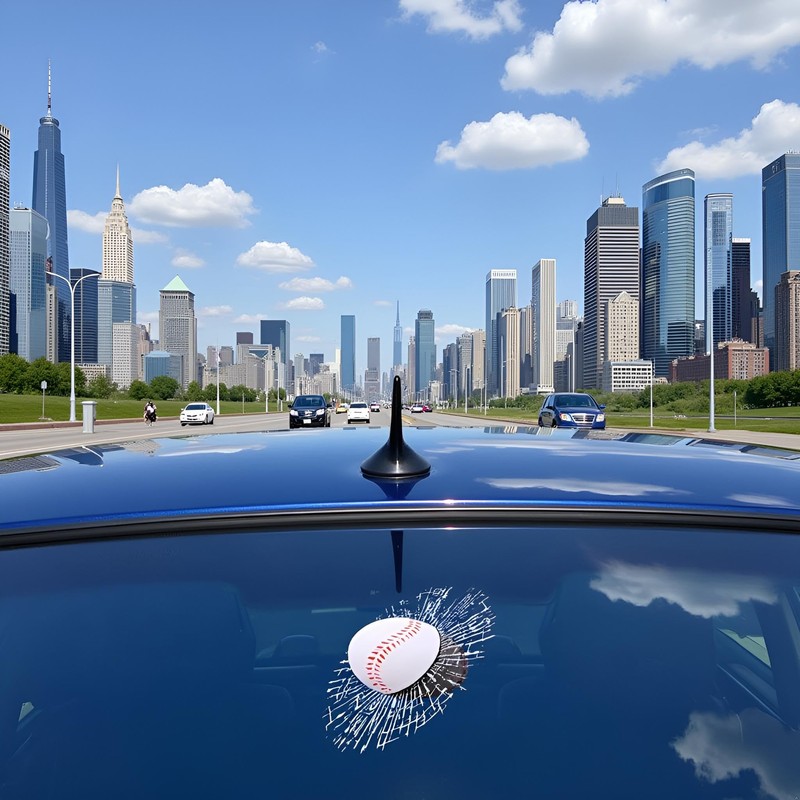 3D Prank Tricky Broken Glass Sticker, Car Styling Baseball Stereo