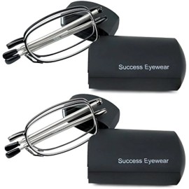 Success Eyewear Reading Glasses 2 Pair Black and Gunmetal Readers Compact