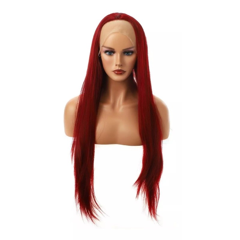 Vocoste Peluca Largo Liso De Niña 24'' Rojo Vino