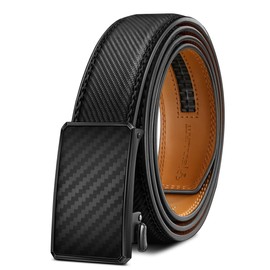 BULLIANT Men Belt-Ratchet Leather Adjustable Belt tailless For Gift Men Dress Casual Jeans 1 3/8" Hiding Tail-Cut For Fit(Black,32"-38" Waist Adjustable)